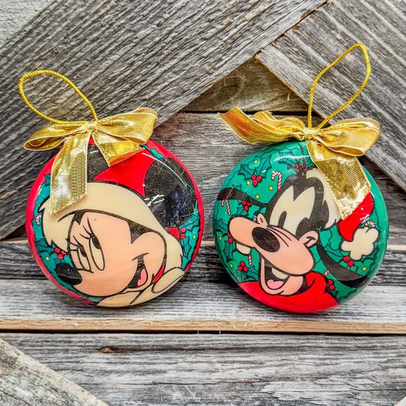 Pair of 1990’s Vintage Disney Ornaments, Minnie Mouse and Goofy, 3.5” - Picture 1 of 4